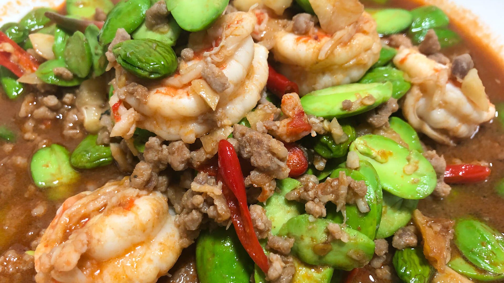 ผัดสะตอกุ้งสด